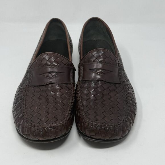 Donald J. Pliner Urvan Loafers Shoes Mens 14 M Brown Leather Woven Slip On Dress main image 11